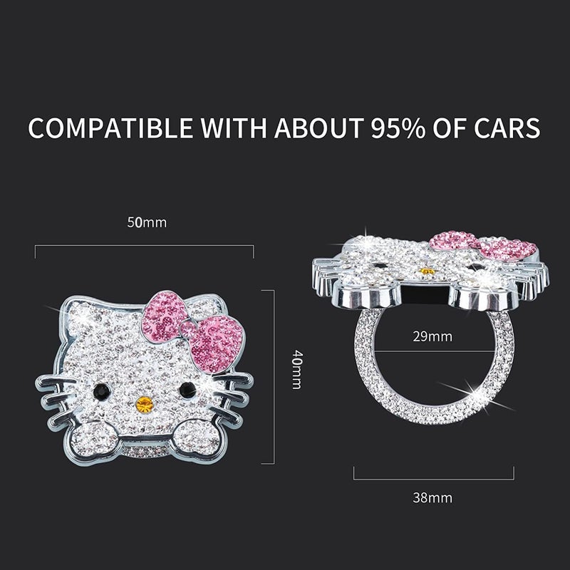 Pangpai Pink Car Accessories 3 Pcs for Toyota Fortuner Tundra Camry RAV4 Highlander Corolla Key Fob Cover with Bling Keychain Cute Push to Start Button Cover - Image 5